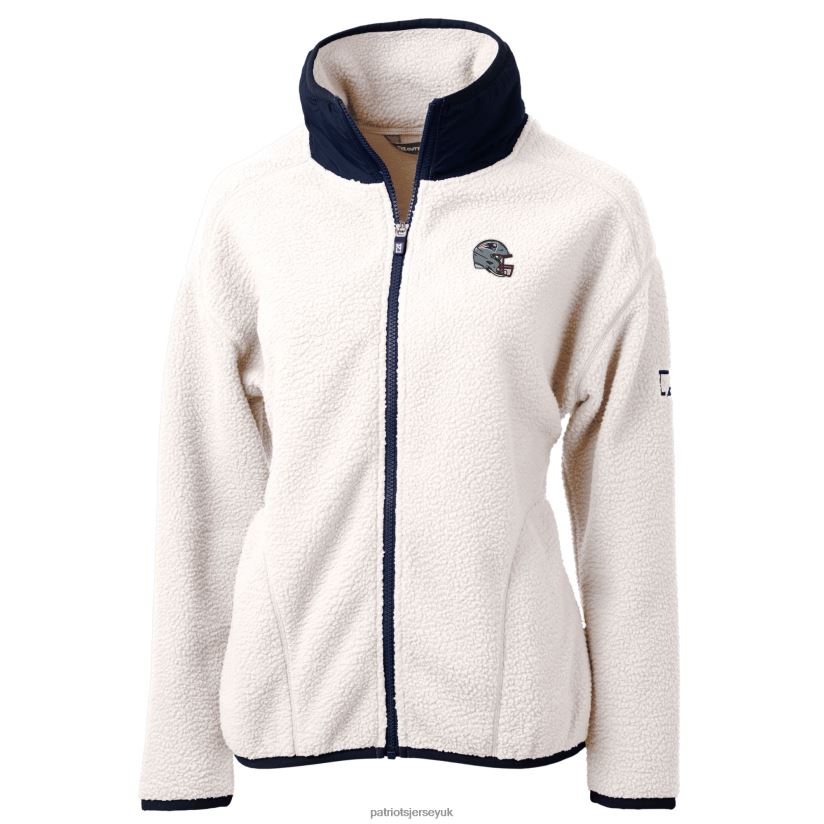 Cutter & Buck White Helmet Logo Cascade Eco Sherpa Full-Zip Fleece Jacket Women Patriots Jersey Clothing 6B6H8J876