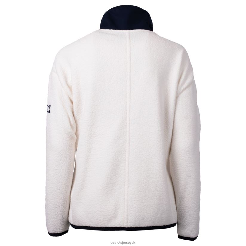 Cutter & Buck White Helmet Logo Cascade Eco Sherpa Full-Zip Fleece Jacket Women Patriots Jersey Clothing 6B6H8J876