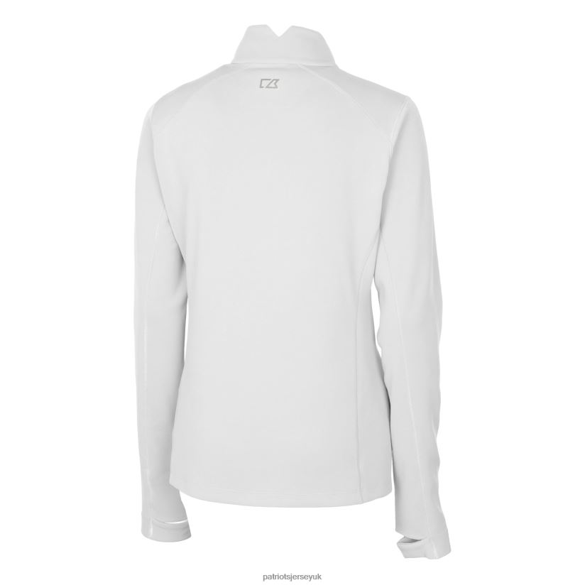 Cutter & Buck White Helmet Logo DryTec Traverse Stretch Quarter-Zip Pullover Top Women Patriots Jersey Clothing 6B6H8J860
