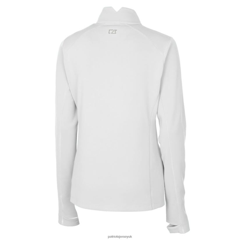 Cutter & Buck White Throwback Logo Traverse Stretch Quarter-Zip Pullover Top Women Patriots Jersey Clothing 6B6H8J1037