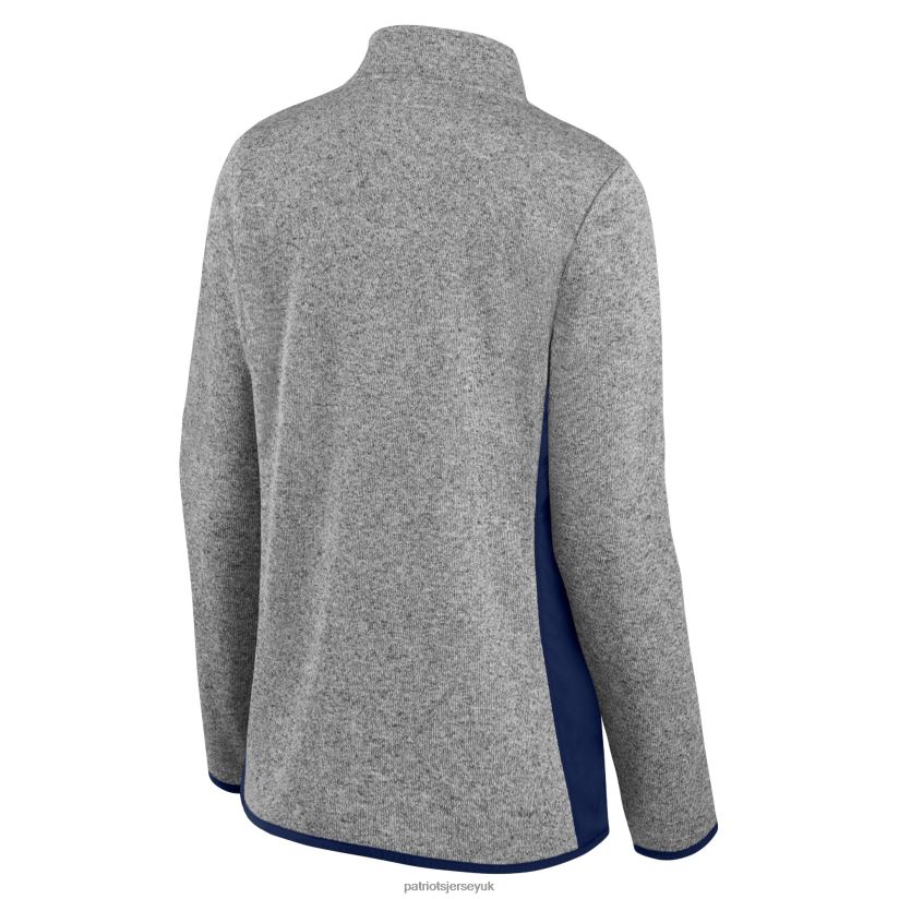 Fanatics Branded Heathered Gray/Navy Block Party Primary Logo Full-Zip Jacket Women Patriots Jersey Clothing 6B6H8J953