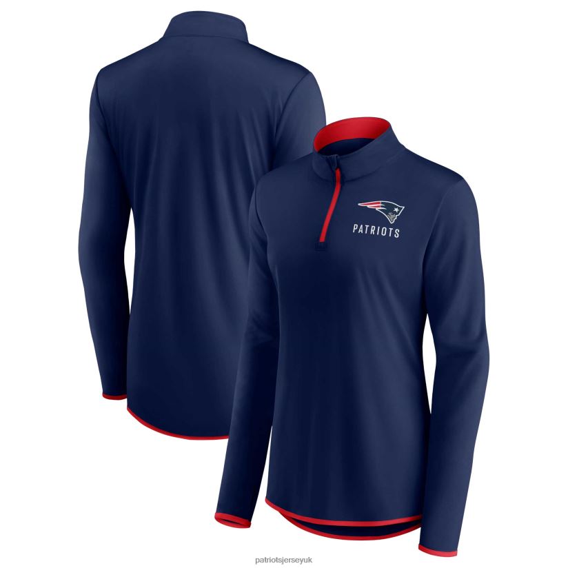 Fanatics Branded Navy Worth the Drive Quarter-Zip Top Women Patriots Jersey Clothing 6B6H8J825