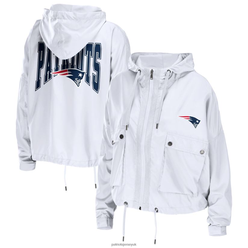 WEAR by Erin Andrews White Full-Zip Lightweight Windbreaker Women Patriots Jersey Clothing 6B6H8J941