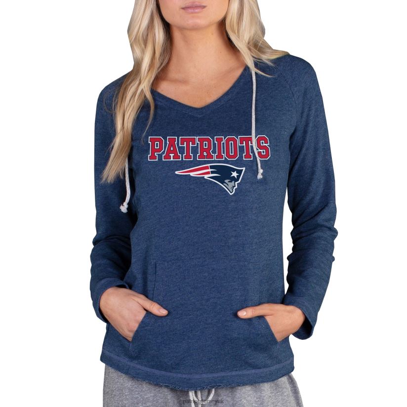Concepts Sport Navy Mainstream Hooded Long Sleeve V-Neck Top Women Patriots Jersey Clothing 6B6H8J2709