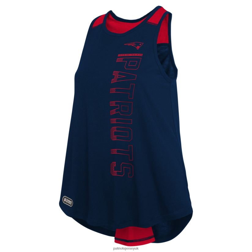 New Era Navy/Red Combine Authentic Over The Top Tank Top Women Patriots Jersey Clothing 6B6H8J2779