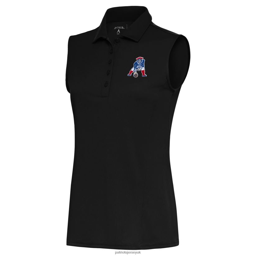 Antigua Black Throwback Logo Sleeveless Tribute Polo Women Patriots Jersey Clothing 6B6H8J2601