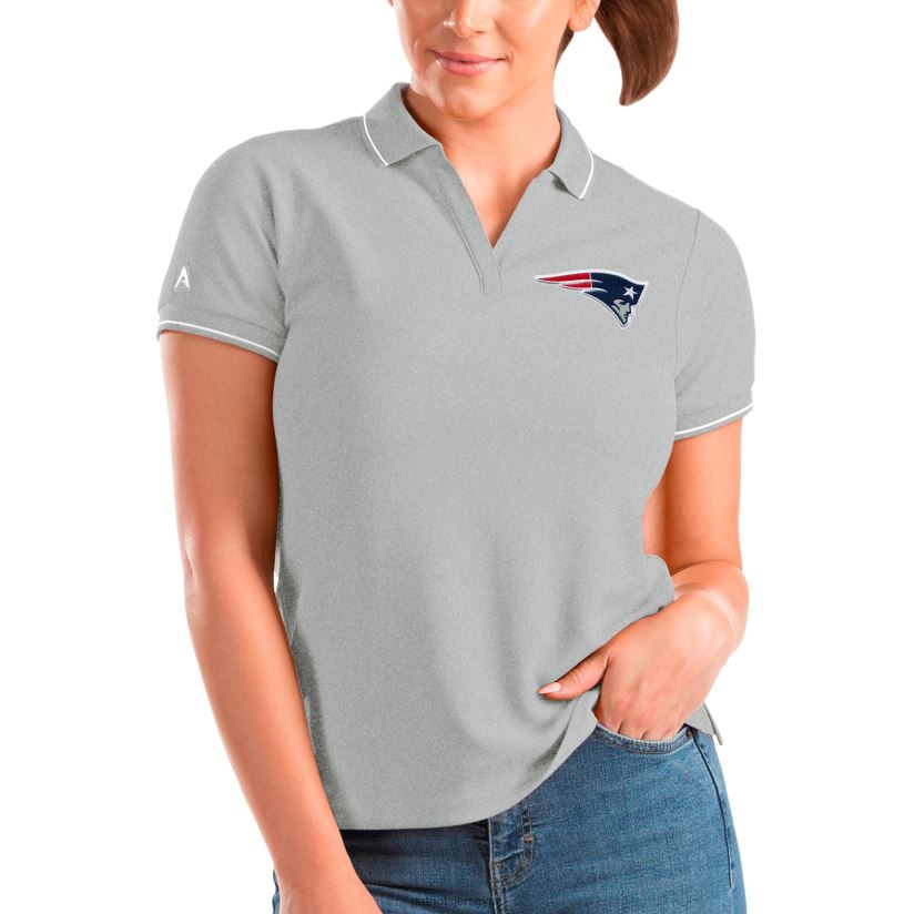 Antigua Heathered Gray Affluent Polo Women Patriots Jersey Clothing 6B6H8J2533