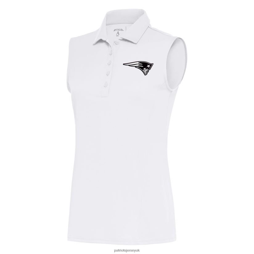 Antigua White Metallic Logo Sleeveless Tribute Polo Women Patriots Jersey Clothing 6B6H8J2622