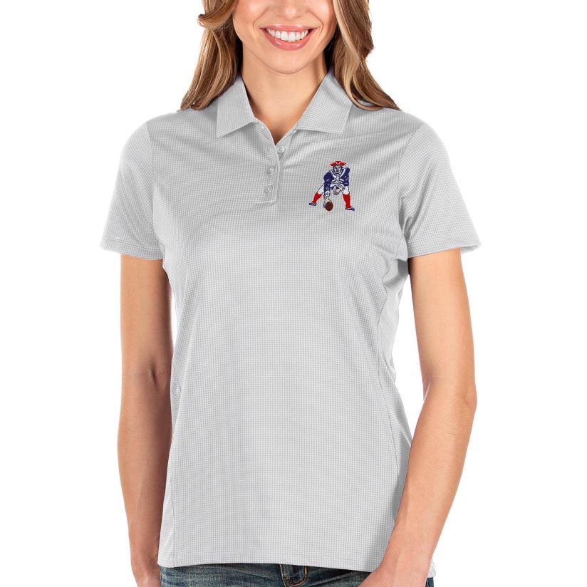 Antigua White Retro Logo Balance Polo Women Patriots Jersey Clothing 6B6H8J2544