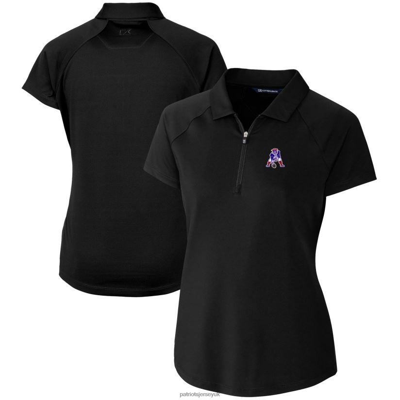 Cutter & Buck Black Throwback Logo Forge Stretch Polo Women Patriots Jersey Clothing 6B6H8J2541