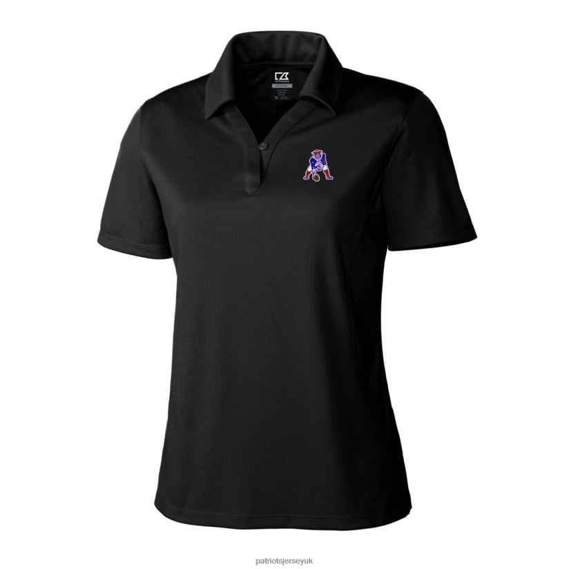 Cutter & Buck Black Throwback Logo Genre DryTec Textured Polo Women Patriots Jersey Clothing 6B6H8J2586