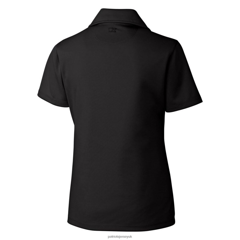 Cutter & Buck Black Throwback Logo Genre DryTec Textured Polo Women Patriots Jersey Clothing 6B6H8J2586