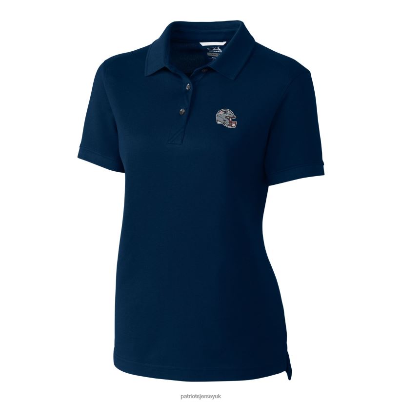 Cutter & Buck Navy Helmet Logo Advantage DryTec Tri-Blend Pique Polo Women Patriots Jersey Clothing 6B6H8J2503