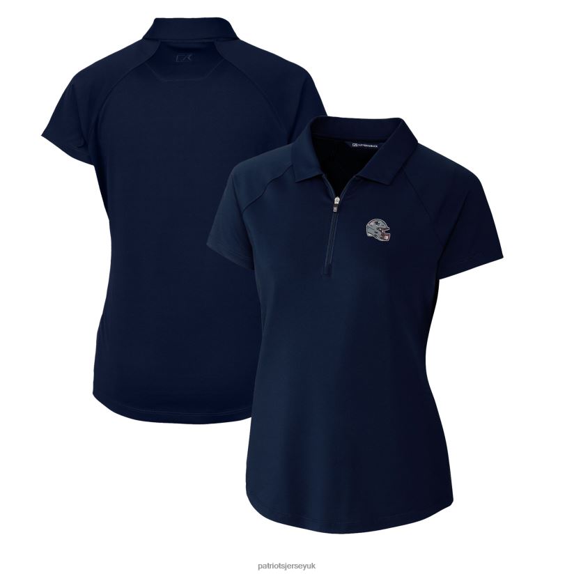 Cutter & Buck Navy Helmet Logo DryTec Forge Stretch Polo Women Patriots Jersey Clothing 6B6H8J2506