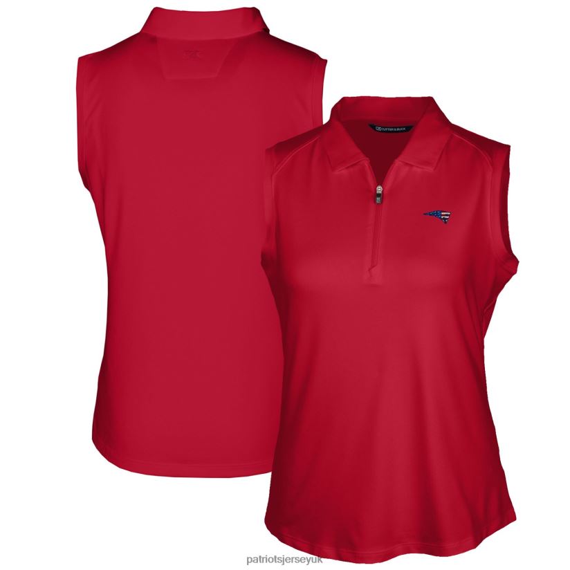 Cutter & Buck Red Americana Logo Forge DryTec Stretch Sleeveless Polo Women Patriots Jersey Clothing 6B6H8J2573