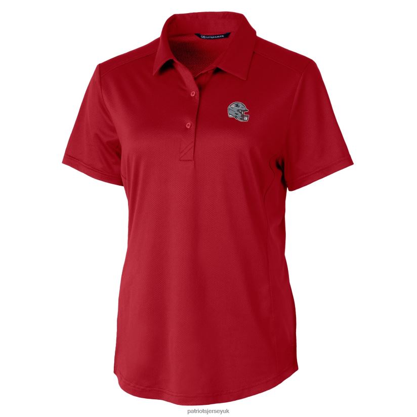 Cutter & Buck Red Helmet Logo DryTec Prospect Textured Stretch Polo Women Patriots Jersey Clothing 6B6H8J2522
