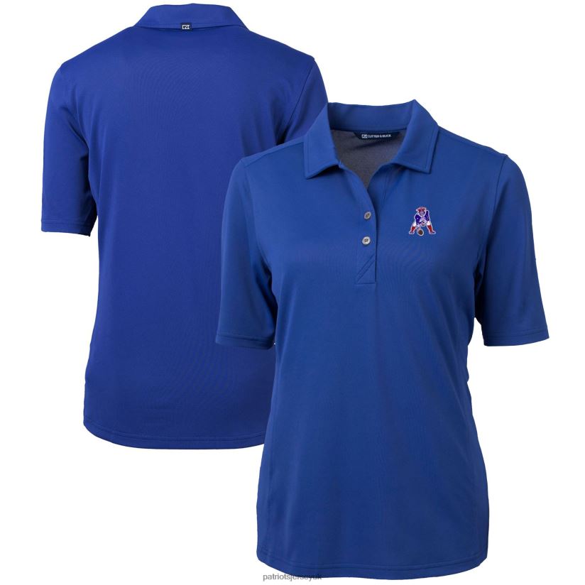 Cutter & Buck Royal Throwback Logo Virtue Eco Pique Recycled Polo Women Patriots Jersey Clothing 6B6H8J2594