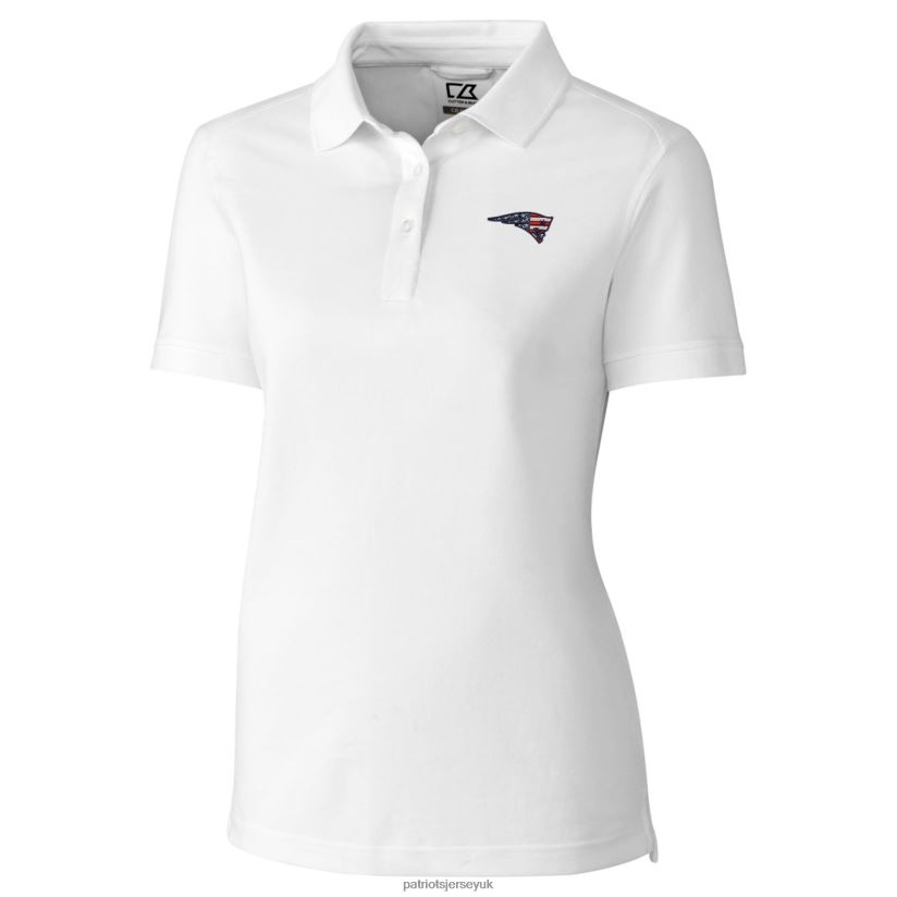 Cutter & Buck White Advantage DryTec Tri-Blend Pique Polo Women Patriots Jersey Clothing 6B6H8J2572