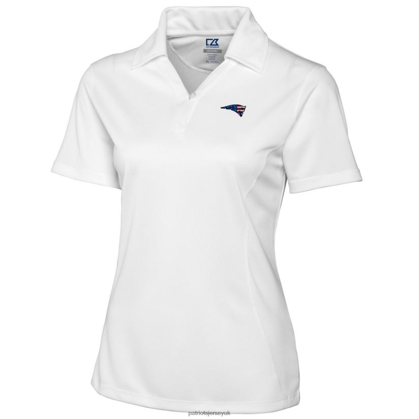 Cutter & Buck White Genre DryTec Textured Polo Women Patriots Jersey Clothing 6B6H8J2614