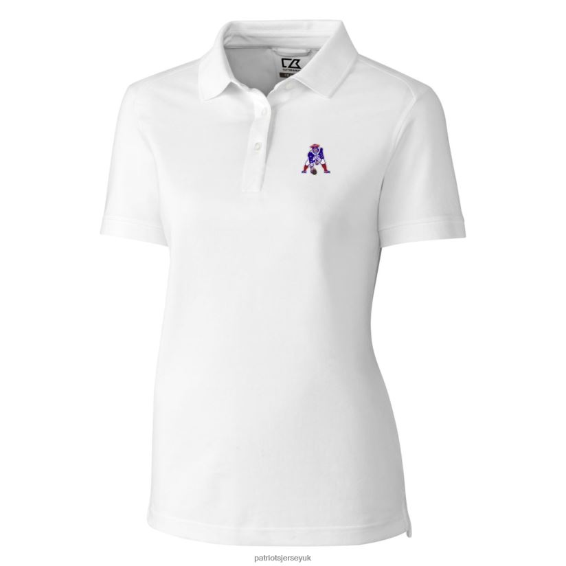 Cutter & Buck White Throwback Logo Advantage Tri-Blend Pique Polo Women Patriots Jersey Clothing 6B6H8J2580