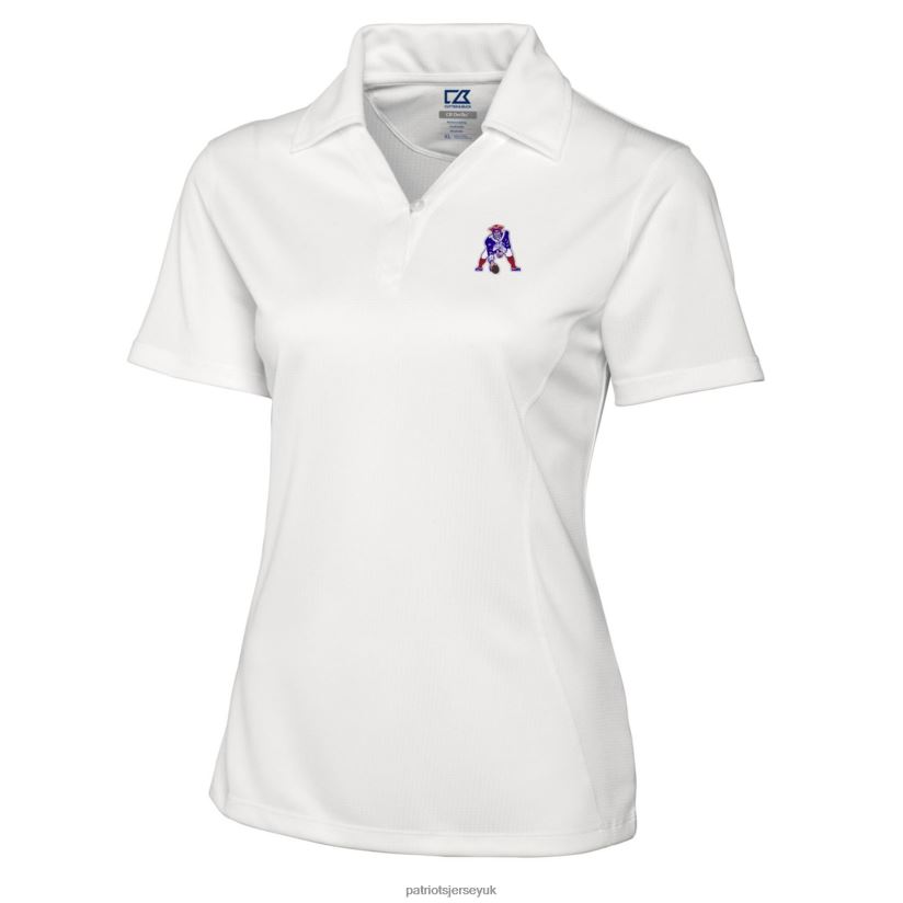 Cutter & Buck White Throwback Logo Genre DryTec Textured Polo Women Patriots Jersey Clothing 6B6H8J2587