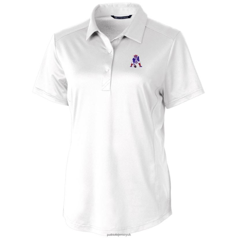 Cutter & Buck White Throwback Logo Prospect Textured Stretch Polo Women Patriots Jersey Clothing 6B6H8J2599