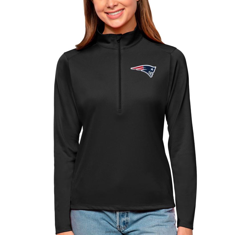 Antigua Black Tribute Half-Zip Top Women Patriots Jersey Clothing 6B6H8J2830