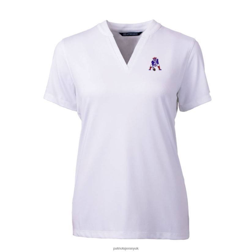 Cutter & Buck White Throwback Logo Forge Blade V-Neck Polo Women Patriots Jersey Clothing 6B6H8J2839
