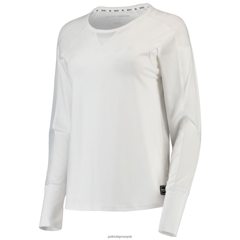 DKNY Sport White Gabby Mesh Long Sleeve T-Shirt Women Patriots Jersey Clothing 6B6H8J2761