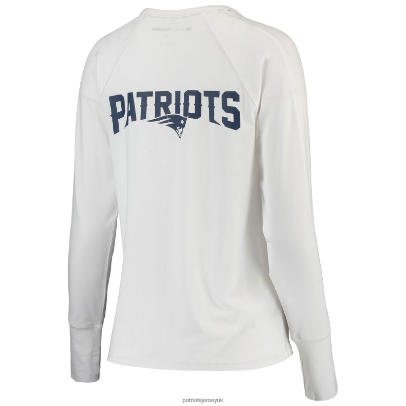 DKNY Sport White Gabby Mesh Long Sleeve T-Shirt Women Patriots Jersey Clothing 6B6H8J2761