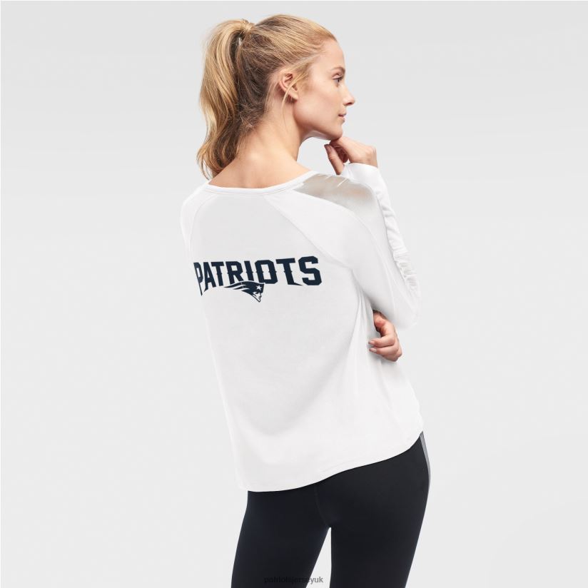 DKNY Sport White Gabby Mesh Long Sleeve T-Shirt Women Patriots Jersey Clothing 6B6H8J2761