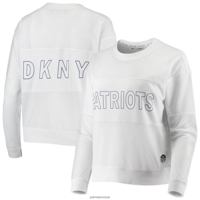 DKNY Sport White Kaitland Tri-Blend Long Sleeve T-Shirt Women Patriots Jersey Clothing 6B6H8J2790