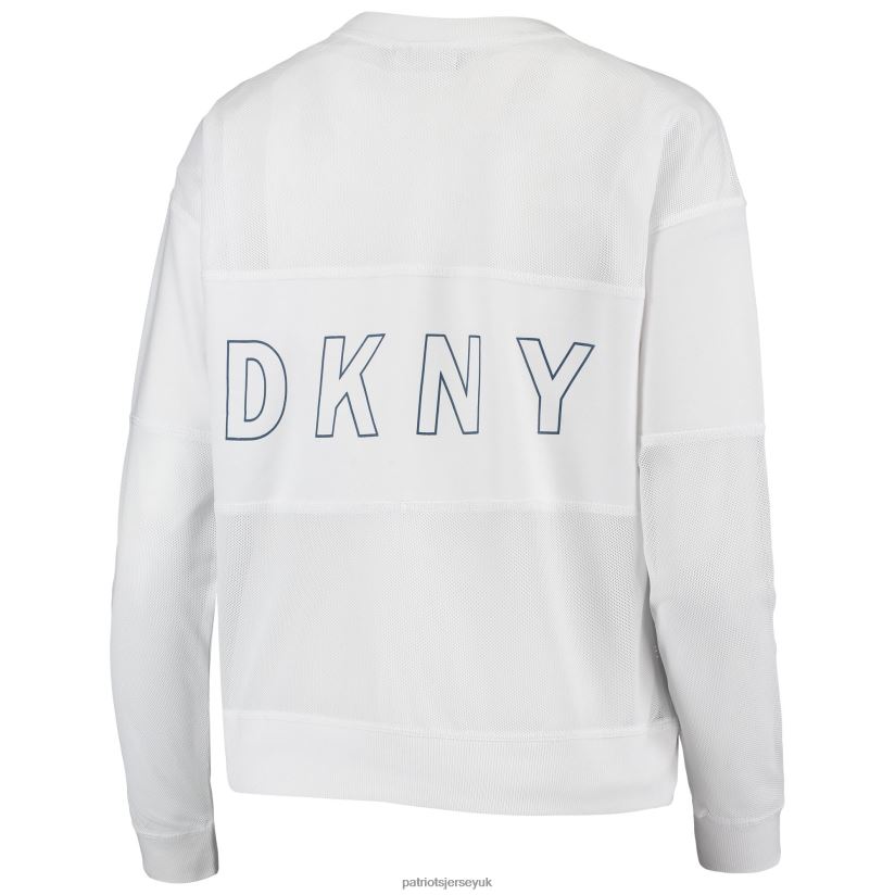 DKNY Sport White Kaitland Tri-Blend Long Sleeve T-Shirt Women Patriots Jersey Clothing 6B6H8J2790
