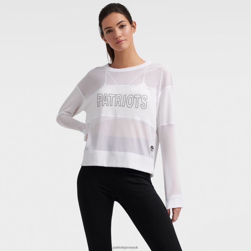 DKNY Sport White Kaitland Tri-Blend Long Sleeve T-Shirt Women Patriots Jersey Clothing 6B6H8J2790
