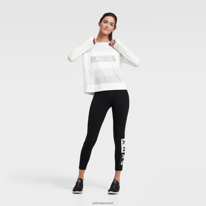 DKNY Sport White Kaitland Tri-Blend Long Sleeve T-Shirt Women Patriots Jersey Clothing 6B6H8J2790