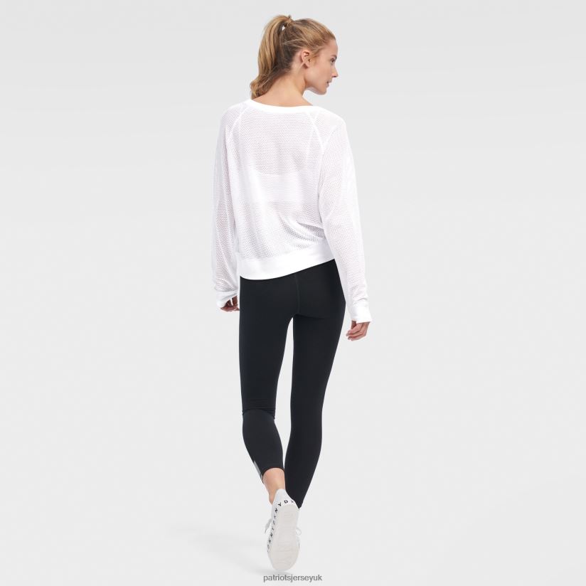 DKNY Sport White Lauren Mesh Long Sleeve T-Shirt Women Patriots Jersey Clothing 6B6H8J2763