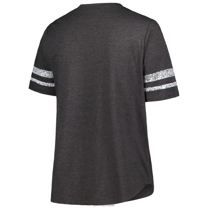 Fanatics Branded Heather Charcoal Plus Size Lace-Up V-Neck T-Shirt Women Patriots Jersey Clothing 6B6H8J2668