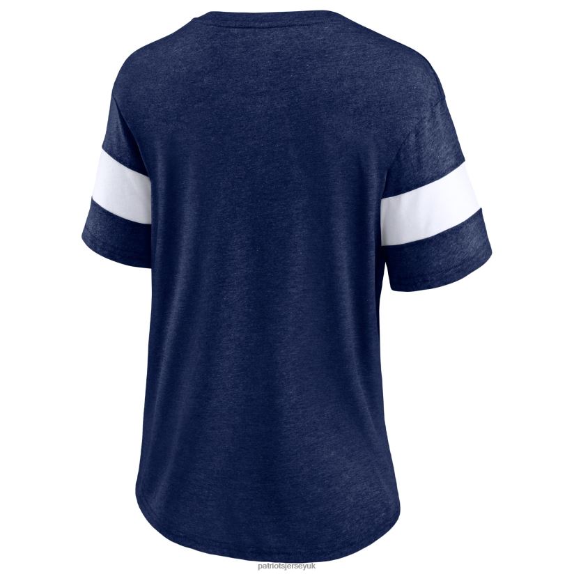 Fanatics Branded Heathered Navy/White Distressed Team Tri-Blend V-Neck T-Shirt Women Patriots Jersey Clothing 6B6H8J2641