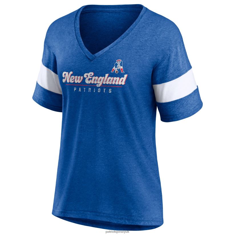 Fanatics Branded Heathered Royal Give It All Half-Sleeve V-Neck T-Shirt Women Patriots Jersey Clothing 6B6H8J2691