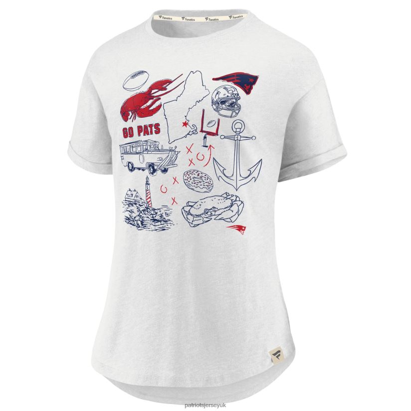 Fanatics Branded Heathered White True Classics Hometown Tacked T-Shirt Women Patriots Jersey Clothing 6B6H8J2732