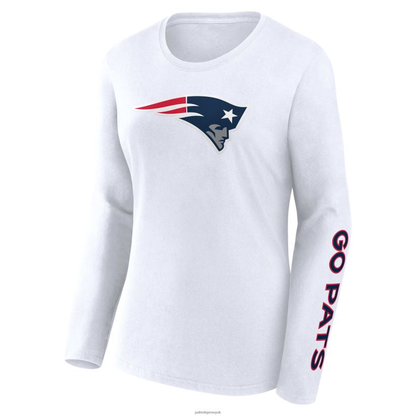 Fanatics Branded Navy/White Lightweight Short & Long Sleeve T-Shirt Combo Pack Women Patriots Jersey Clothing 6B6H8J2634