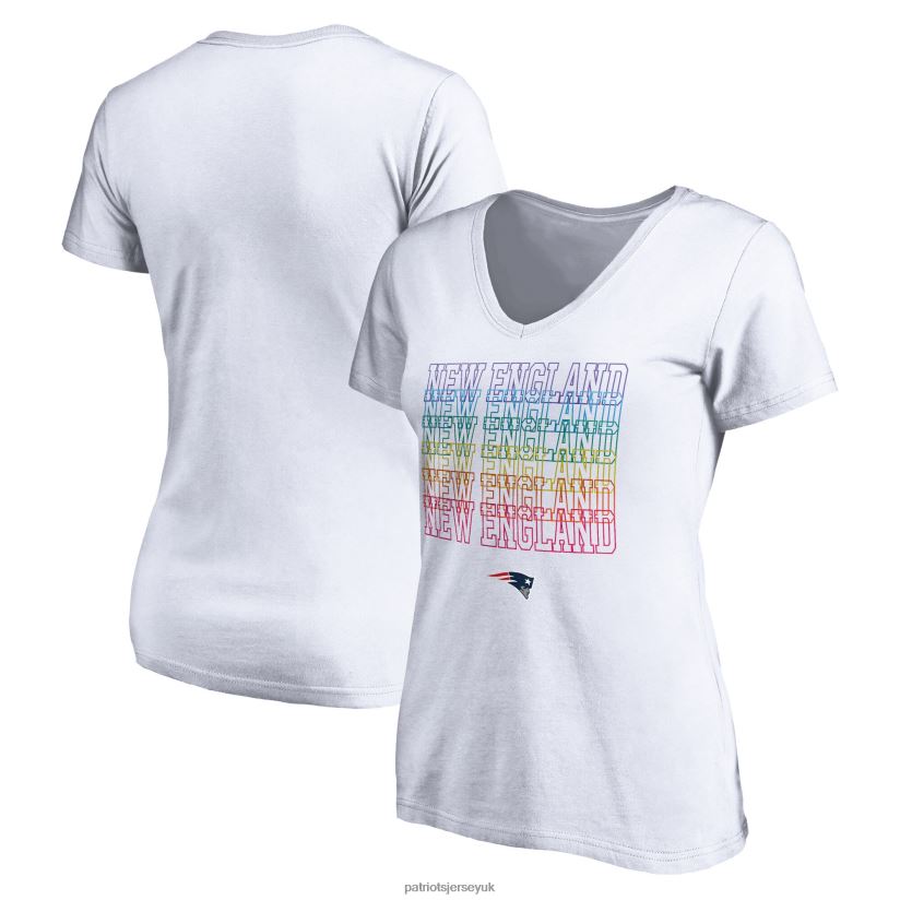 Fanatics Branded White City Pride V-Neck T-Shirt Women Patriots Jersey Clothing 6B6H8J2768