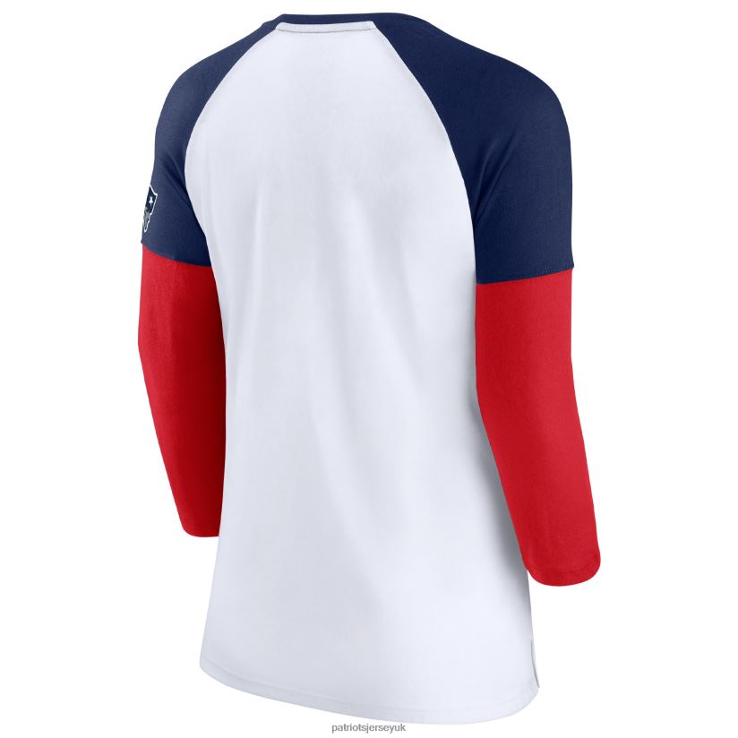 Fanatics Branded White/Navy Durable Raglan 3/4-Sleeve T-Shirt Women Patriots Jersey Clothing 6B6H8J2644