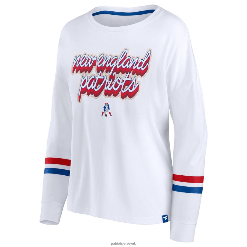Fanatics Branded White Retro Power Long Sleeve T-Shirt Women Patriots Jersey Clothing 6B6H8J2667
