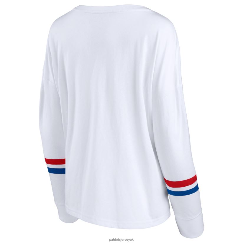 Fanatics Branded White Retro Power Long Sleeve T-Shirt Women Patriots Jersey Clothing 6B6H8J2667