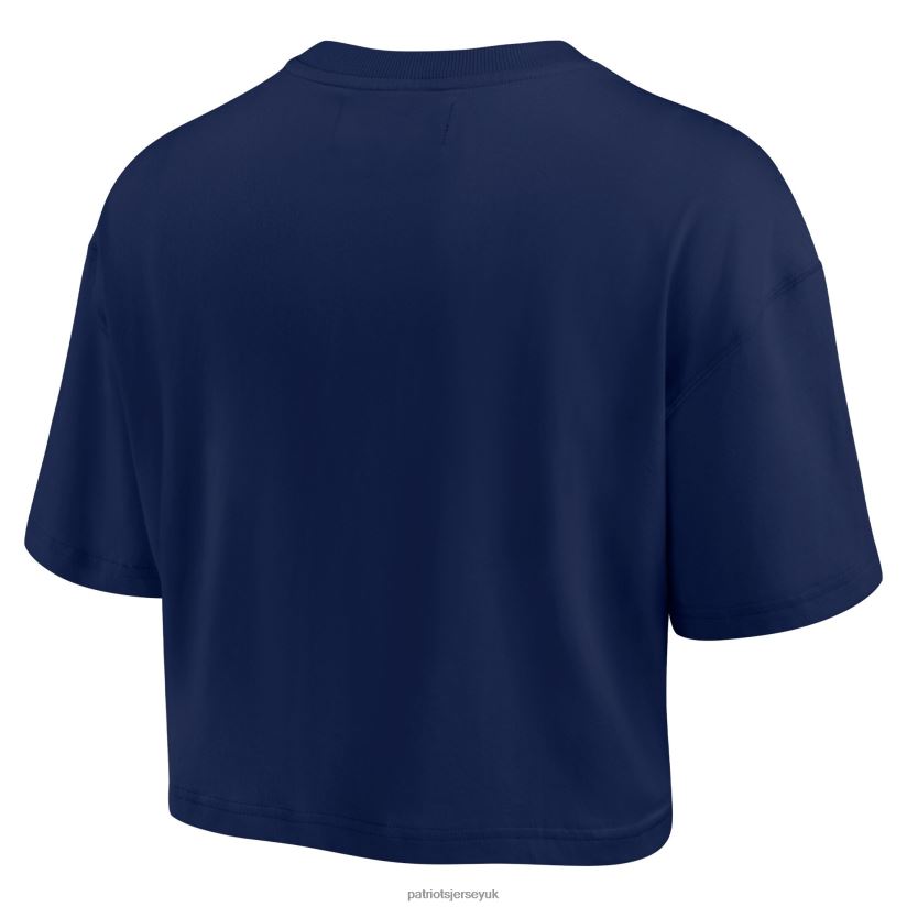 Fanatics Signature Navy Super Soft Boxy Short Sleeve Cropped T-Shirt Women Patriots Jersey Clothing 6B6H8J2673