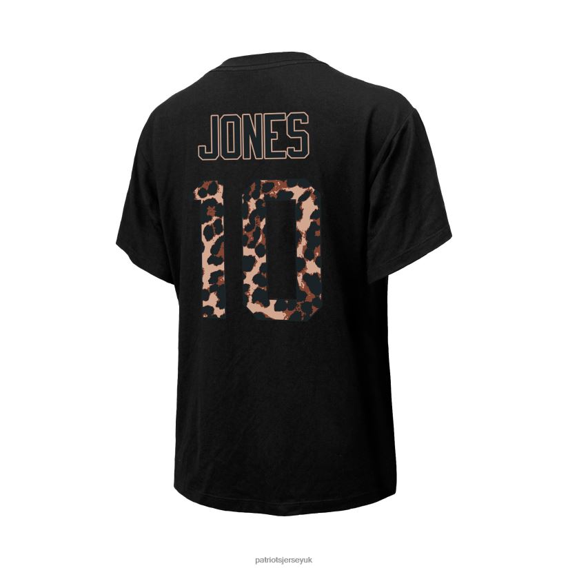 Majestic Threads Mac Jones Black Leopard Player Name & Number T-Shirt Women Patriots Jersey Clothing 6B6H8J2751