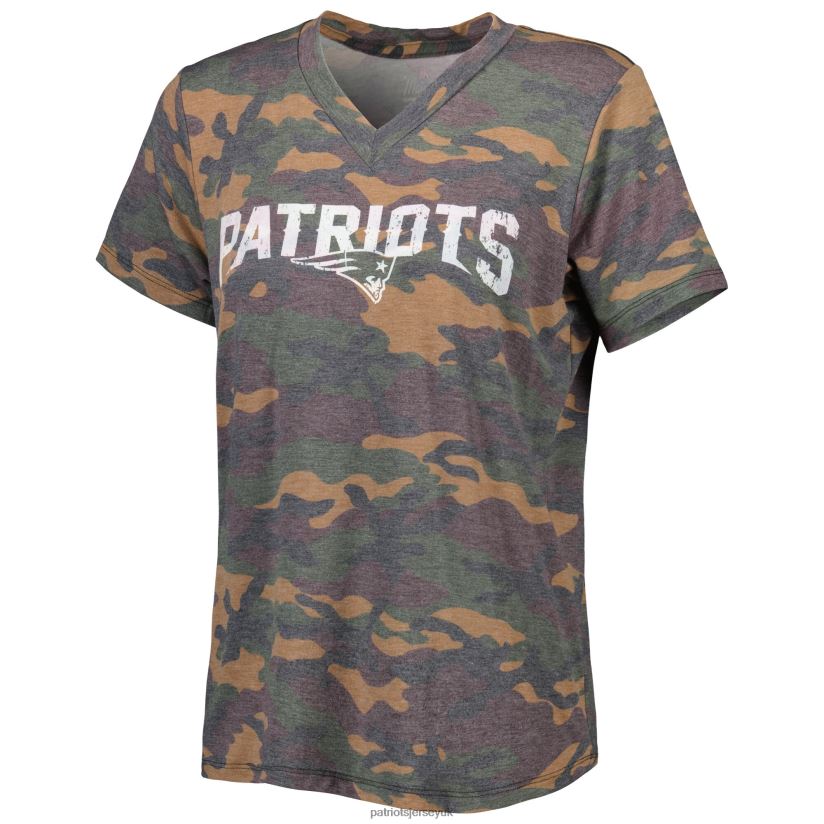 Majestic Threads Mac Jones Camo Name & Number V-Neck T-Shirt Women Patriots Jersey Clothing 6B6H8J2740