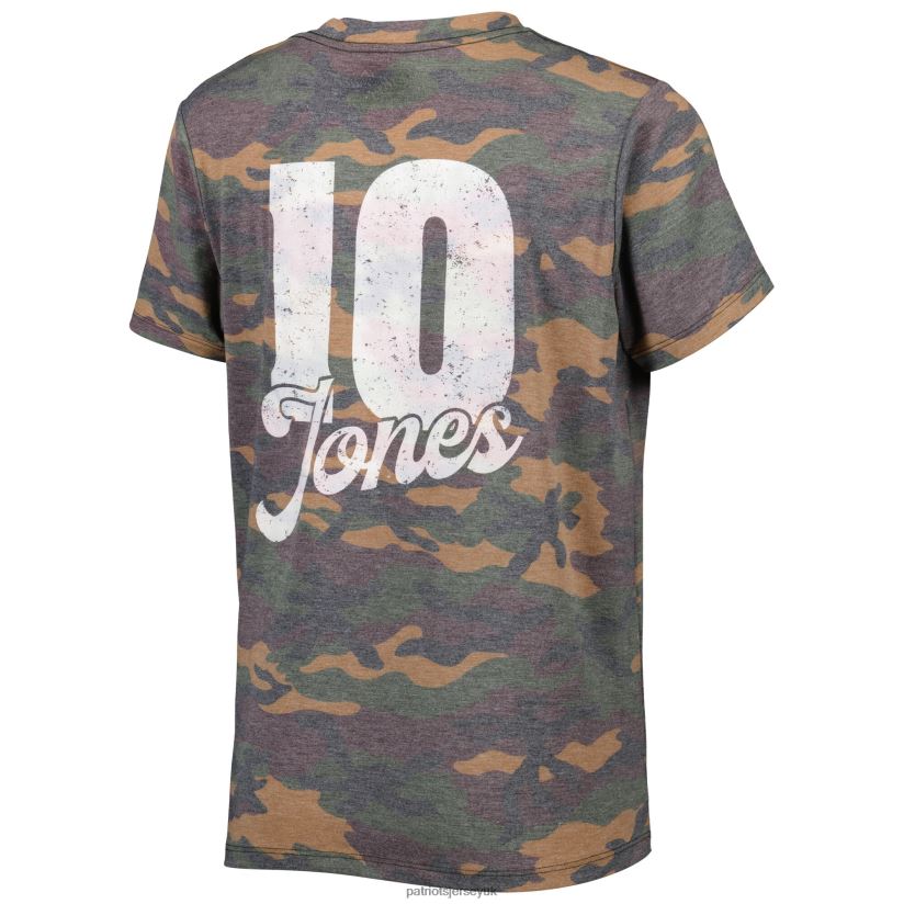 Majestic Threads Mac Jones Camo Name & Number V-Neck T-Shirt Women Patriots Jersey Clothing 6B6H8J2740
