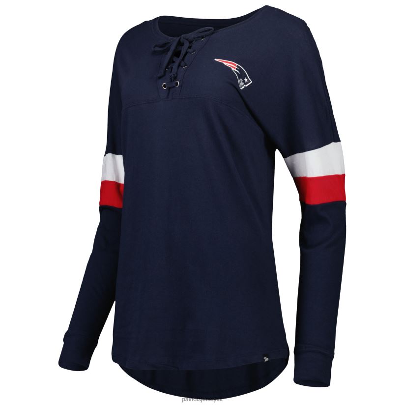 New Era Navy Athletic Varsity Lightweight Lace-Up Long Sleeve T-Shirt Women Patriots Jersey Clothing 6B6H8J2762